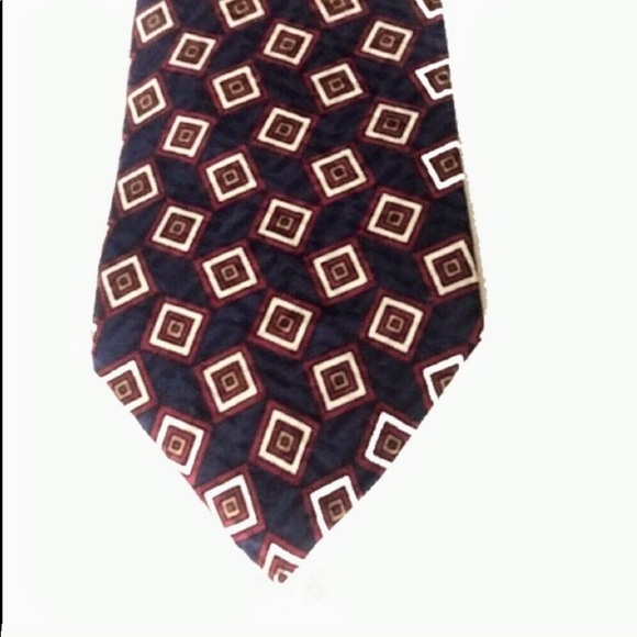 CHRISTIAN DIOR Tie Navy w/Burgundy & Cream… - Picture 2 of 10